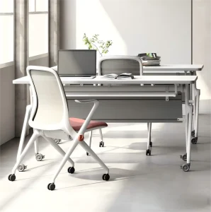 Office Furniture Training Desk Table, Modern Simple Foldable Conference Table and Chair Set for Meeting Room