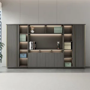 Office Furniture Wooden Filing Cabinet Glass Door Swing Door File Storage Cabinet Bookcase for Home Office