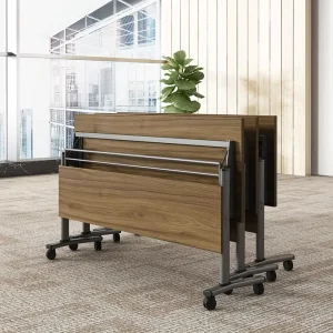 Office Meeting Table Combination Simple Modern Long Folding Training Table Movable Wheels Staff Negotiation Room Wood