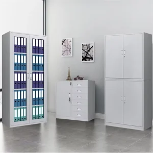 Office Metal Storage Cabinet Lockable Steel Filing Cabinet with Glass Doors Adjustable Large Capacity Eco Friendly