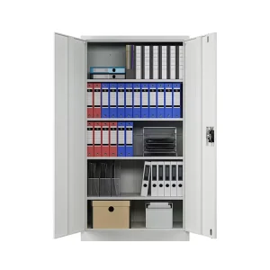 Office Metal Tall Garage Storage File Cabinet with Locking 2 Doors Steel Cupboard Filing Cabinets and Adjustable Shelves