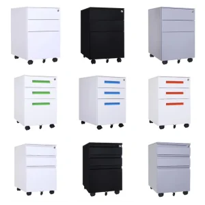 Office Mobile Pedestal Office Mobile Cabinet Metal Storage Cabinet Movable Filling Cabinet with 3 Drawer