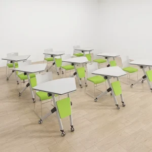 Office Movable Desk Computer Foldable Table Classroom Portable Combination Conference Table Modern Training Desk With Wheels