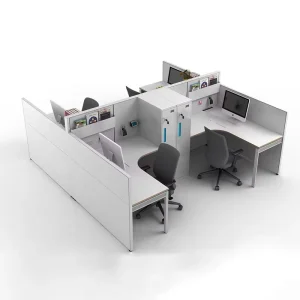 Office Partitions Cubicle Workstation Wooden Tables with Ergonomic Chairs Desk Table for Desktop Computer Professional Team
