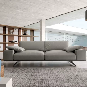 Office Reception Wooden Frame Modern Genuine Leather Three Seater Combination Straight Row Sofa for Business Guest Rest Area