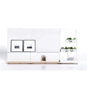 Office Rolling Storage Cabinet with Whiteboard Divider Modular Mobile Credenza for Open Office Layout