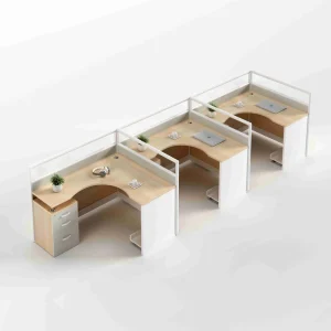 Office Room Transparent Partition Cubicles Workstation L Shape Commercial Office Desk