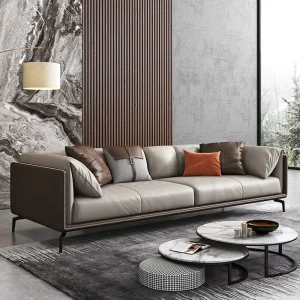 Office Sofa Genuine Leather Reclining Three Seat Tufted Chesterfield Luxury Minimalist Business Reception Area Leisure Coffee