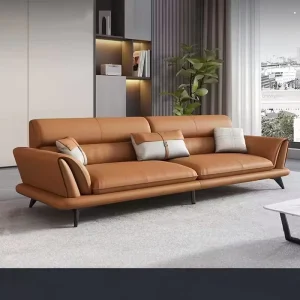 Office Sofa Italian Simple Morning Reception Guest Leather Sofa Coffee Table Combination Set Modern Three seater Customizable
