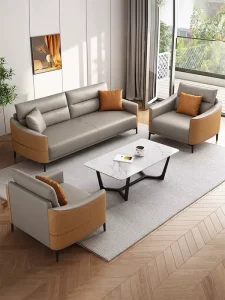 Office Sofa Set Solid Wood Simple Modern Negotiation Rest Area Commercial Leisure Coffee Table Combination Thickened