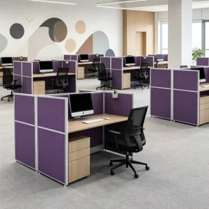 Office Staff Table Modern Design Durable Modular Aluminum Frame Screen Office Partition Workstation for 2 Persons