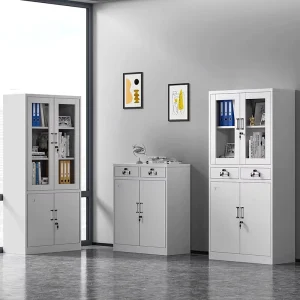 Office Steel File Cabinet with Fireproof Glass Door 5 Layer Storage Modern Design for School Hospital Office Use