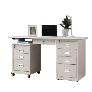 Office Steel Standard Office Desk Movable Computer Desk Metal Table with Under Desk Drawers