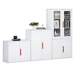 Office Steel Storage Cabinet with Fireproof Glass Door Lockable A4 File Cabinet with Drawers for Financial Documents