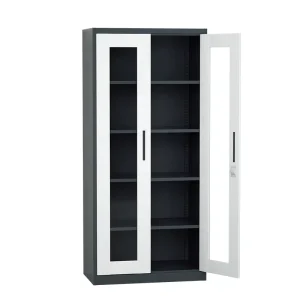 Office Storage Cabinet Steel Filing Cabinet OOffice Cupboard with 2 Glass Door