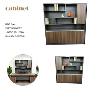 Office Storage Cabinet for School and Office Low File Cabinet in Wood Grain