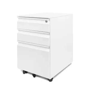 Office Storage Filing Cabinet with 3 Drawers, Lockable Filing Cabinet, Steel Movable Vertical Cabinet with Wheels