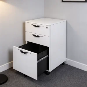 Office Storage Filing Cabinet with 3 Drawers, Lockable Filing Cabinet, Steel Movable Vertical Cabinet with Wheels
