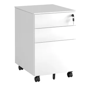 Office Storage Filing Cabinet with 3 Drawers Lockable Filing Cabinet Steel Movable Vertical Cabinet with Wheels