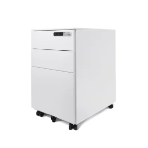 Office Storage Filing Cabinet with 3 Drawers Lockable Filing Cabinet Steel Movable Vertical Cabinet with Wheels