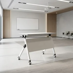 Office Training Furniture Portable Folding Flip Table with Adjustable Wheels Meeting Laptop Collapsible Desk