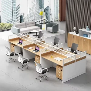 Office cubicle staff workstation desk 6 person and chair office table open office work station and partition for employees