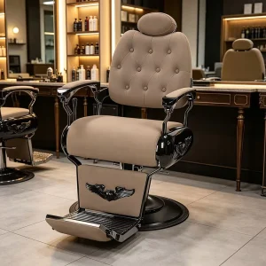 Old School Barber Chair Shaving Chair Hydraulic Reclining 360 Degree Salon Styling Barbershop Furniture