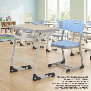 On Sale Student Desk and Chair Sets School Furniture Classroom Chair Metal Height Adjustable Tables and Chairs