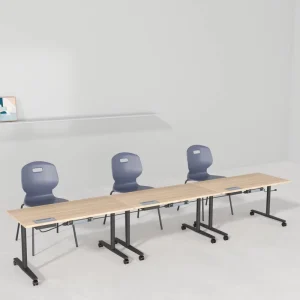 One Click Fold Mobile Training Table with Wheels Employee Training Room Mobile Desk