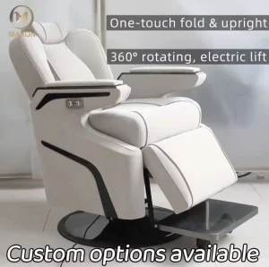 One Click Tilt Return 360 Rotating Hydraulic Pump Electric Barber Chair Modern Luxury PU Leather Spa Reclining Durable