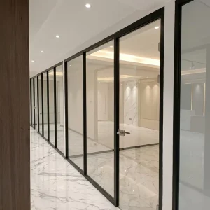 One Integrated 84mm Thickness 32mm Slim Aluminum Frame Acoustic School Hospital Mall Single Glass Partition System