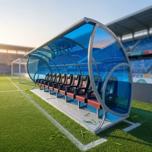 One Row Luxury Football Dugout Player Substitute Bench UV Resistant Custom 2 to 24 Seats Movable Sports Team Bench for Stadium