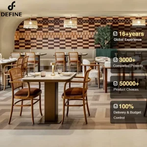 One Stop Modern Luxury Leather Restaurant Furniture Sets Marble Top Tables Chairs Set for Hotel Dining Rooms 5 Year Warranty