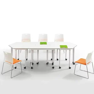One stop Project Solution White Modular Training Table Set for Seminar Room and Collaborative Meeting Space