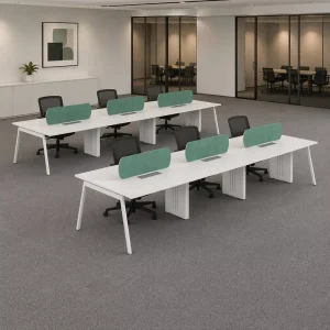 Open Plan 4 6 8 Person Staff Workstation with Cable Management Powder Coated Steel Frame E0 Grade MFC Top Office Desk