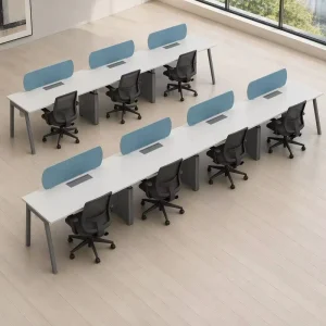 Open Plan Office Desk System with Modular Design E0 Grade MFC Steel Frame for Commercial Furniture 4 6 Seater Workstation