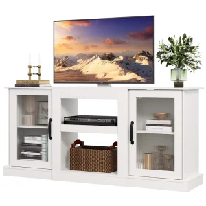 Open Shelves Entertainment Center TV Stand Console Cabinet With Storage for Living Room