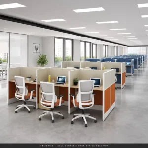 Open Space Modern Office Workstation 4 Person Linear Design Modular Desk Cable Management Aluminum Frame 10-Year Warranty