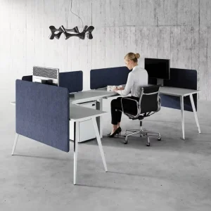 Open Space Office 2 4 6 Person Cubicle Workstation Wood Finish Partition Desk With Movable Cabinet