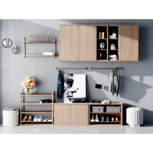 Open Style Space Saving Shoe Cabinet with Wall Mounted Storage Rack Combination Unit Shoe Cabinet