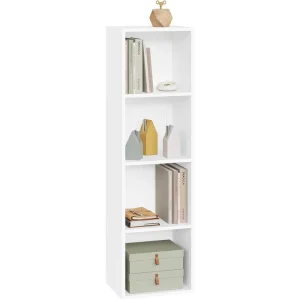Opening Design 4 Tier White Custom Made Floor Corner Bookshelf Bookcase