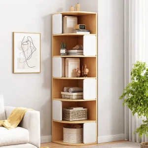 Optimal Office & Home Use Solid Wood Bookshelf Modern Simple Design 5 Tier Foldable Bookcase for Workshop and Supermarket