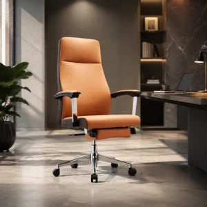 Orange PU Leather Reclining Gaming Chair Ergonomic Leather Office Chairs With Footrest