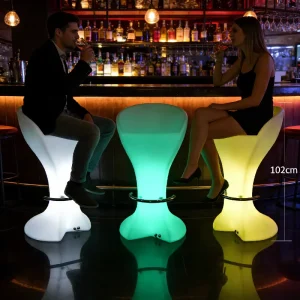 Outdoor 16 Colors Bright Nightclub Party Rental High Stool Illuminated LED Glowing Bar Chair Home Durable Hotel Living Room