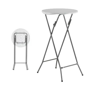 Outdoor 60cm Folding Round Bar Table Plastic High Top Cocktail Tables with Cover