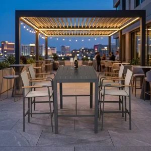 Outdoor Aluminum Bar Stool Table Set Commercial Use With Factory Direct Price