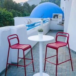 Outdoor Aluminum Bar Table and Chair Set Modern Simple Courtyard Balcony Bistro Furniture for Hotel Cafe
