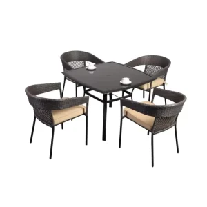 Outdoor Aluminum Frame Wicker Bar Set with Rattan Chairs and Tables for Parks