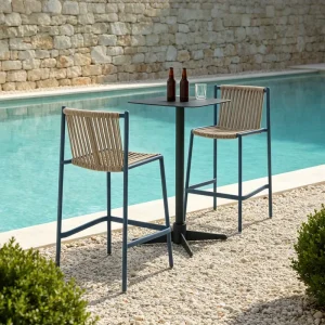 Outdoor Aluminum High Bar Table Patio Metal Bar Stool Set