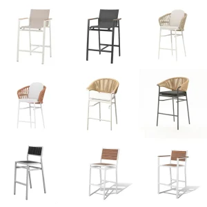 Outdoor Bar Stools Aluminum Home Bar Furniture High Chairs Garden Patio Bistro Furniture for Hotel Restaurant